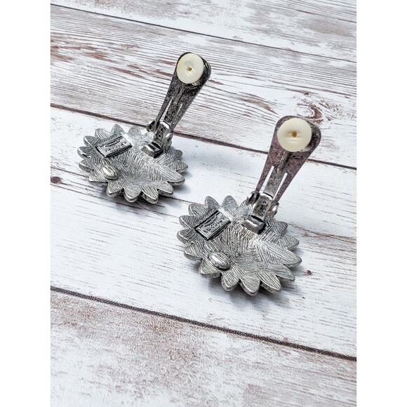 Vintage The Original Arizona Jean Company Clip On Earrings Silver Tone - Picture 8 of 8